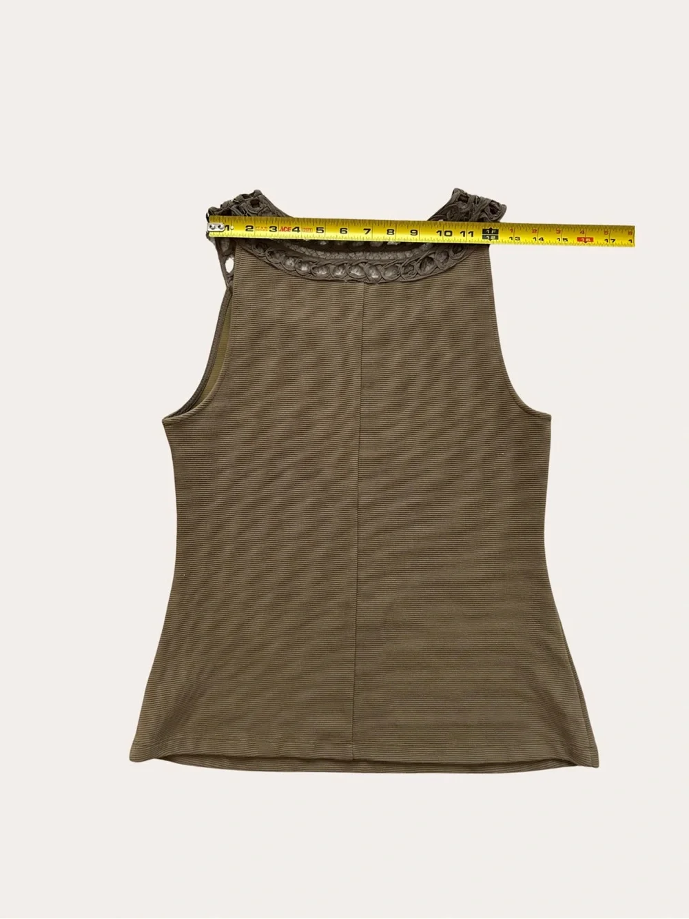Anthropologie Postmark Olive Green Laser Cut Bib Neckline Ribbed Tank Top Small
